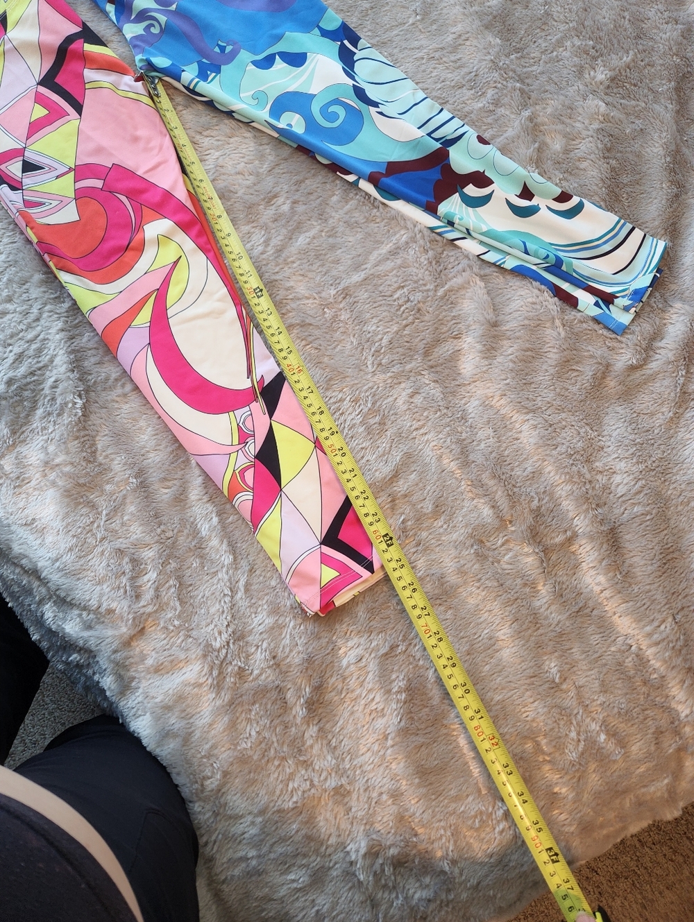 Color-Block Patterned Stretch Leggings - Pink & Blue Set Bundle - Picture 8 of 9